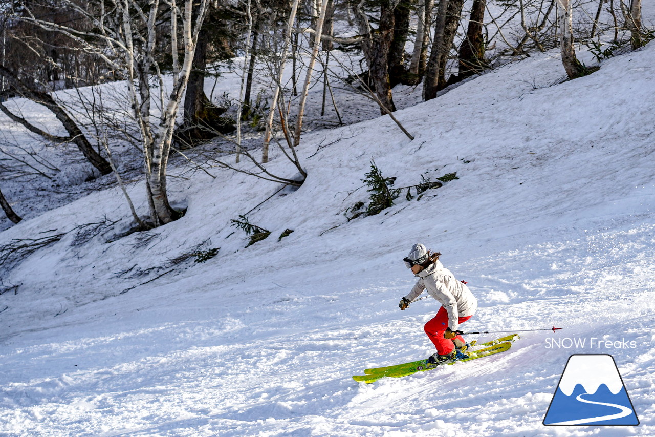 富良野スキー場 のんびりとした雰囲気漂う春のゲレンデ。そこに、サプライズゲスト・プロスキーヤー山木匡浩さん登場！